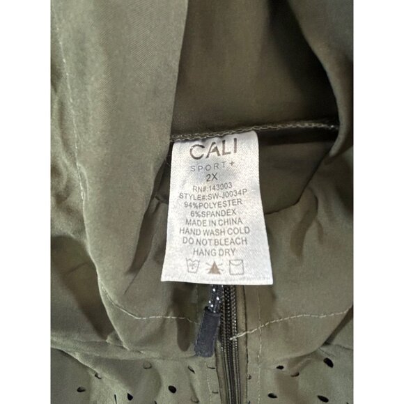 Cali Sport+ Jacket Women's 2X Olive Green Hooded w/Zipper and reflective pockets - Picture 3 of 7
